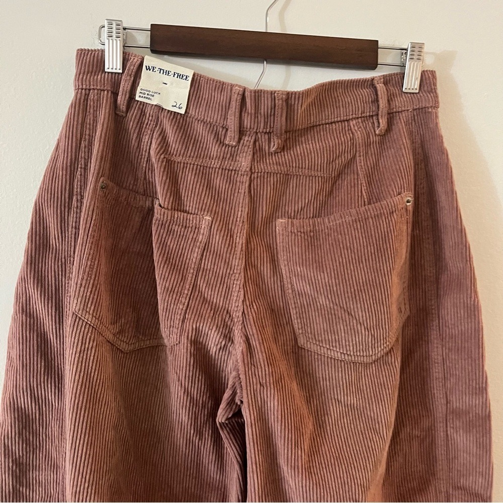 Free People We the Free Good Luck Mid Rise Barrel Pants Jeans Cord Rose 26 NWT - Picture 11 of 16